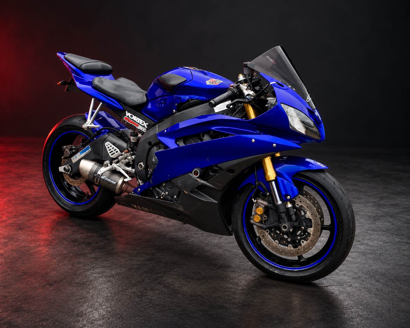 Blue Yamaha R6 sport motorcycle