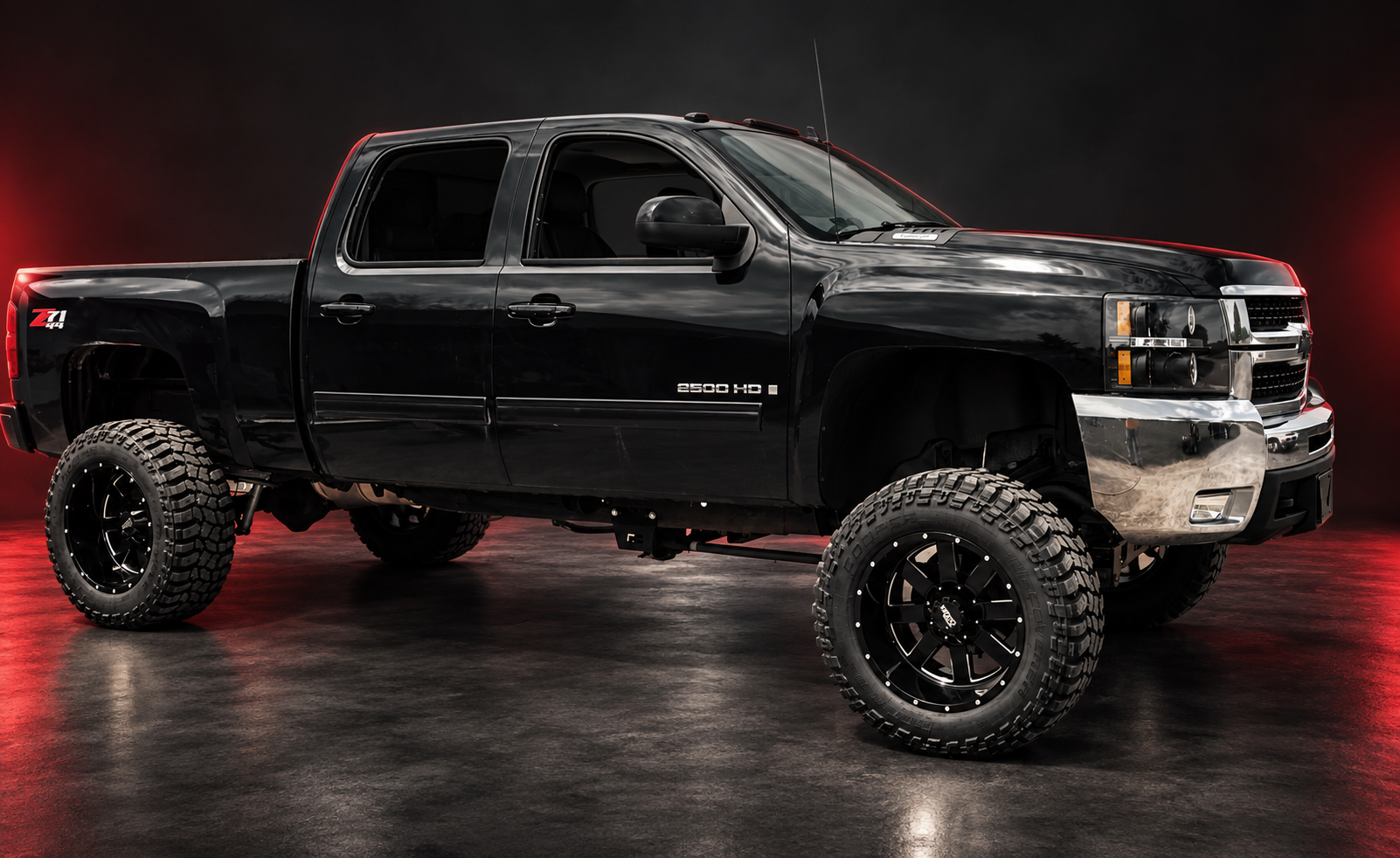 Lifted dark Chevrolet Silverado 2500HD